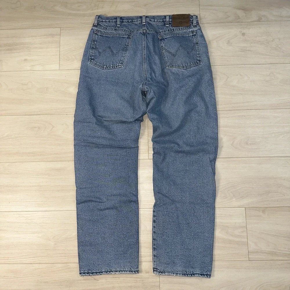 Wrangler Jeans Mens 34x30 Blue Red Fleece Lined Rugged Wear Work Insulated Y2k‎
